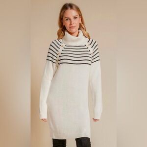 Off White Button Turtleneck Sweater Dress